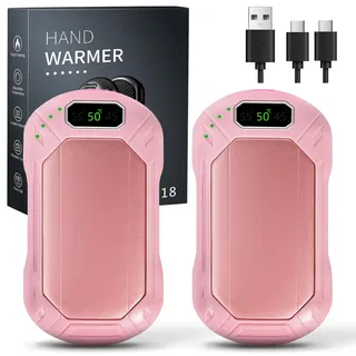 Handwärmer Elektrisch Split 2er-Pack,Wiederaufladbar Handwärmer USB,3 Heizmodi Tragbare Elektrischer Taschenwärmer für Outdoor im Winter 8000mAh,Handwärmer Wiederaufladbar für Outdoor Sport, Rosa