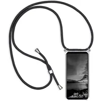 YAMCCCSE Handykette Handyhülle für Vivo V29 Lite 5G mit Band - Transparent Handy-Kette Handy Hülle mit Kordel zum Umhängen Handyanhänger Halsband Lanyard Case - Schwarz