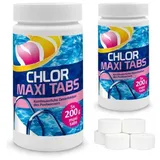 Chlortabletten Maxi für Pool 2 kg Langsamlöslich Tabs Pflege für Schwimmbad Chlor