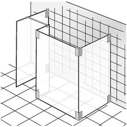 HSK Walk In K2 1 Glaselement mit Seitenwand und Seitenteil + freihstehende Seitenwand, bis 100,0cm, bis 100,0cm, bis 50,0cm, bis 100,0cm