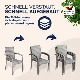 CASARIA Gartenstuhl 56 x 60 x 90 cm grau 4 St.