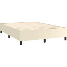 vidaXL Boxspringbett mit Matratze Creme 140x200 cm Kunstleder