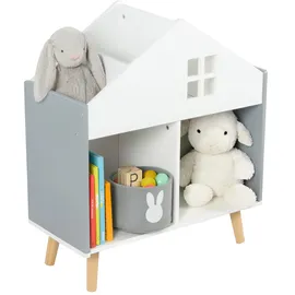 Relaxdays Kinderregal Hausform 65,7 x 60 x 30 cm Kiefer grau-weiß