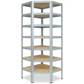 shelfplaza Eckregal Metall 230x60x30 cm silber