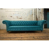 JVmoebel Chesterfield-Sofa Türkis Chesterfield Sofa Designer Möbel luxus Couch Neu, Made in Europe blau