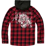 Brandit Textil Brandit Iron Maiden Checkshirt Eddie, Kapuzen-Hemd/Jacke - Rot/Schwarz/Weiß - 3XL