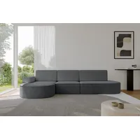 altdecor Eckcouch Cord 5-Sitzer Dunkelgrau