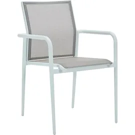 vente-unique Garten-Essgruppe: Tisch, ausziehbar 150/200 cm, – 6 stapelbare Sessel – Aluminium - Hellgrau & Weiß - YOHA... von MYLIA