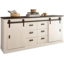 furn.design Sideboard 201 x 91 x 43 cm Weiß / Anthrazit