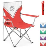 Board Masters VW Collection - Volkswagen Faltbarer Camping-Klapp-Faltstuhl mit Getränkehalter im T1 Bulli Bus Design 85 cm (Classic Bus/Rot)