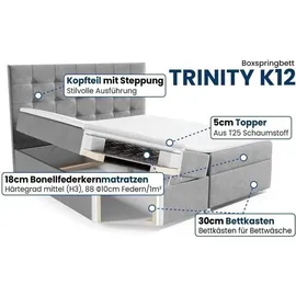4mybaby GmbH Boxspringbett mit Bettkasten Trinity K-12 Bonellfederkern inkl. Topper - Creme