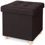 tavora Sitzhocker mit Holzfüßen Leinen 38 x 38 x 38 cm Braun