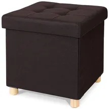 tavora Sitzhocker mit Holzfüßen Leinen 38 x 38 x 38 cm Braun