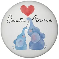 Speecheese Elefant Mutter und Kind Magnet rund mit Spruch
