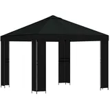 vidaXL Pavillon 3 x 3 m inkl. 4 Seitenteile Schwarz