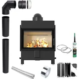 KRATKI LUCY 14 kW Ø 200 Luft-Kaminofen Einbausatz für Holz - Schwarz