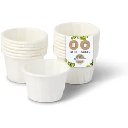 BIOZOYG 5000 Stück Mini-Schalen 30ml weiß, Probierbecher, Einwegschälchen Dipschalen Papier für Dips, Saucen, Fingerfood, umweltfreundlich, robust