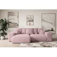 altdecor Ecksofa Cord mit Schlaffunktion 2-Sitzer Rosa
