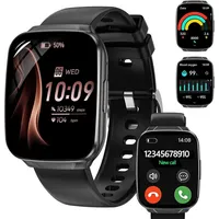 CILIENG Smartwatch (4,6 cm, android ios), Smartwatch Damen Herren mit 1.83 Zoll HD Display und Telefonfunktion schwarz