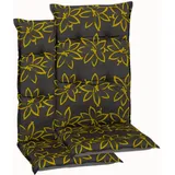 NYVI Gartenstuhl Auflagen Hochlehner 2er Set Barcelona - UV-Beständig, Atmungsaktiv, Strapazierfähig - Hochlehnerauflagen Sitzkissen Outdoor - Sitzauflagen für Gartenstühle 118x50cm Gelbe Blume