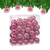 Relaxdays Weihnachtskugeln im 50er Set, Kunststoff, D: 6 cm, Festliche Weihnachtsbaumdeko, Baumschmuck glänzend, rosa