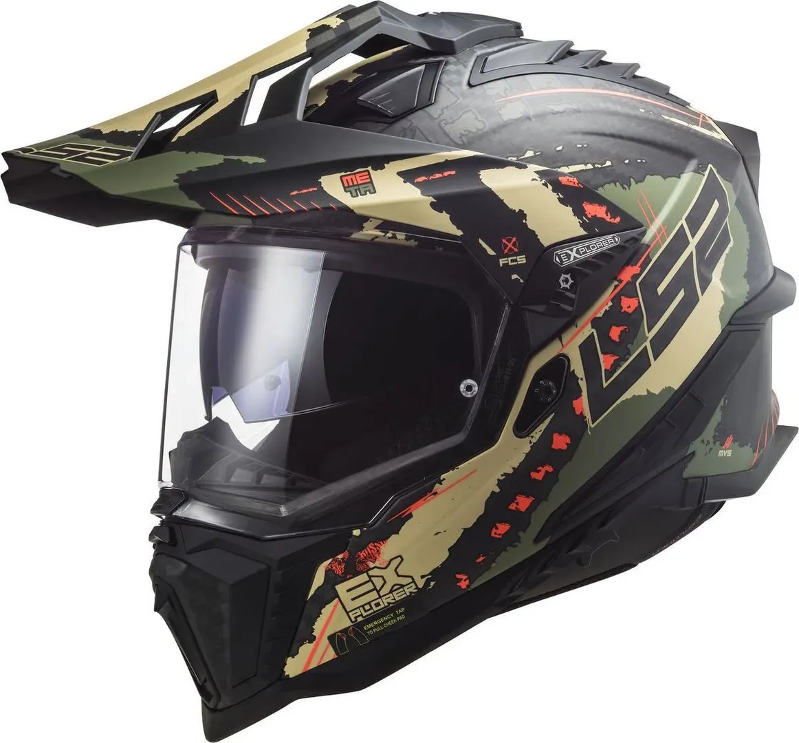 LS2 MX701 Explorer C Extend Carbon Motorcross helm, zwart-groen, XS Voorman