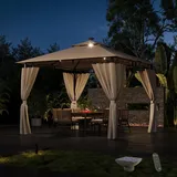 Sekey Garten Pavillon 3.3 x3.3m Wasserdicht Stabil Winterfest mit 4 Seitenteile, Kurvenkopf Doppeldach, Partyzelt Gartenzelt für Festival, Events, Partys,