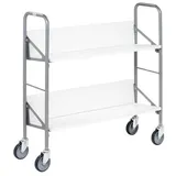 Kongamek Archivwagen Stahl 820x720mm weiß 2 schrägen Böden 4 Buchstützen 50 kg Tragkraft