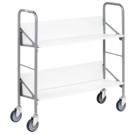 Kongamek Archivwagen Stahl 820x720mm weiß 2 schrägen Böden 4 Buchstützen 50 kg Tragkraft