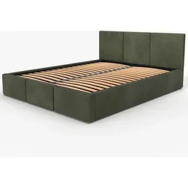 Muralo Polsterbett für Schlafzimmer Polsterbett mit Bettkasten und Gasdruckfeder Bett mit Polsterkopfteil Doppelbett 140x200 Bett mit Stauraum Khaki