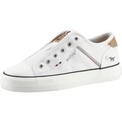 Slip-On Sneaker MUSTANG SHOES, Damen, Gr. 41, weiß, Textil, Lederimitat, kontrastfarbene Details, sportlich, Schuhe, Plateau Sneaker, Slipper, Freizeitschuh mit praktischem Gummizug