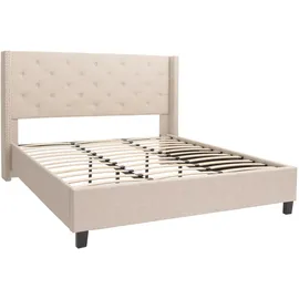 MCW Polsterbett N59 180 x 200 cm Massivholz Stoff/Textil creme-beige