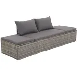 Gecheer Poly Rattan Gartenbett Verstellbar Garten Sonnenliege Rattan Sofa Gartenbank Gartenlounge Gartenmöbel Lounge Sofa Liege mit Sitzpolster Grau 195×60 cm Poly Rattan