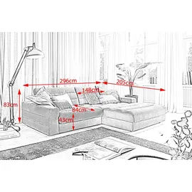 KAWOLA Ecksofa Lana Cord Recamiere rechts hellblau
