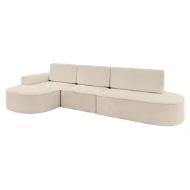 altdecor Eckcouch Cord 5-Sitzer Beige