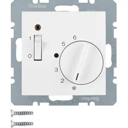 Berker 20308989 Temp.-Regler m. Öffner, Z.-Stk., Wippsch. u. LED S.1/B.3/B.7 polarweiß, glänzend