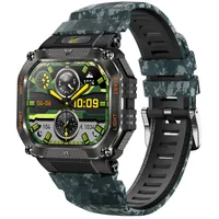 findtime Rechteckige Smartwatch Militär Herren Damen Robust Sportuhr mit Telefonfunktion LED Taschenlampe 100+Sportmodi Schlafmonitor Outdoor Fitnessuhr für Android iOS Camouflage Schwarz
