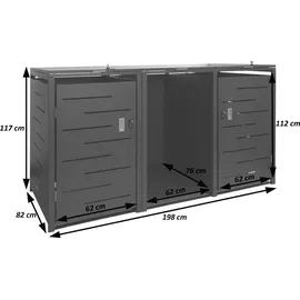 MCW Mülltonnenverkleidung E83-B 117 x 198 x 82 cm grau