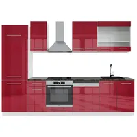 Vicco Küchenzeile Fame-Line 300 cm Bordeaux Hochglanz/Weiß