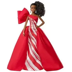 MATTEL FXF02 Barbie Signature Holiday Barbie Puppe (brünett mit Zopf)