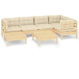 vidaXL Garten-Lounge-Set 7-tlg. creme Kiefer