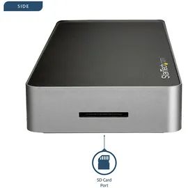 Startech Dual Monitor USB C Dock - Pd USB-C 4 Ports), Dockingstation / USB Hub, Schwarz, Silber