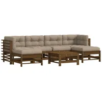 vidaXL 7-tlg Garten-Lounge-Set mit Kissen Honigbraun Kiefernholz Modell 28