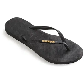 havaianas Slim Logo Metallic Schwarz/Gold 35