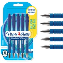 Paper Mate Papermate Flexgrip Ultra Kugelschreiber Blau 1 mm) Mittel Kugelschreiber 5 Stück
