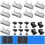 Solarmodul Halterung Kit, Solarpanel Halterung PV Befestigungsschiene, Photovoltaik Flachdachhalterung für 30-35MM Dicke Module, PV Halterung für Flachdach Trapezblech Ziegeldach (10 Teiliges)