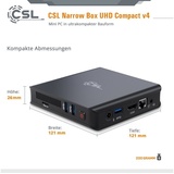 CSL Mini-PC »Narro Box Ultra HD Compact v4 / 1000 GB / Win 11 Home«, 2m HDMI Kabel, schwarz