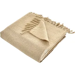 Wohndecke LEONIQUE "Bouclé garngefärbt", beige (beige, braun), B:130cm L:170cm, Wohndecken, mit Farbverlauf