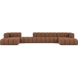 kaiser möbel Ecksofa, Sofa U-Form Grand U Big XL 500 cm, Velourstoff Salvador, Dunkelbraun - Dunkelbraun