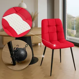 CLP 4er Set Esszimmerstühle Antibes Stoff rot